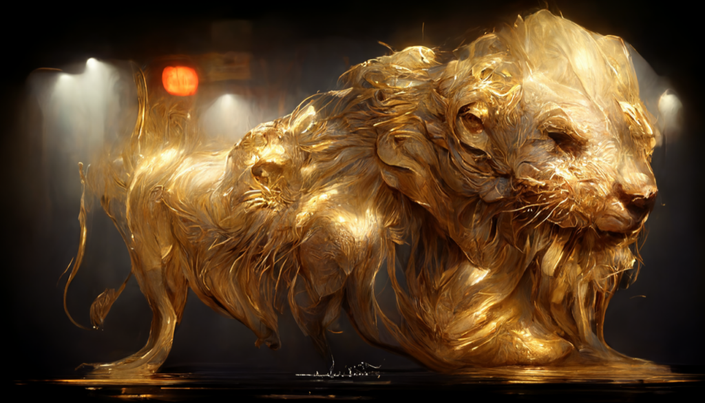 Golden Lion, opera generata in AI di Nicola Cellemme